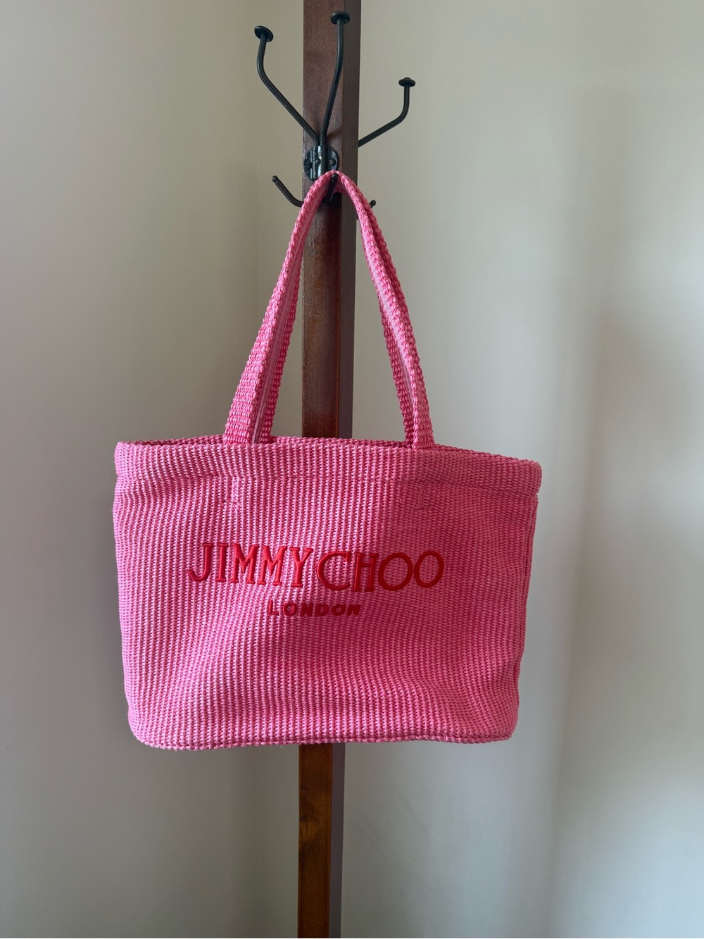 Jimmy Choo Pink Woven Logo Tote